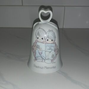 Precious Moments White and Gray Ceramic Bell